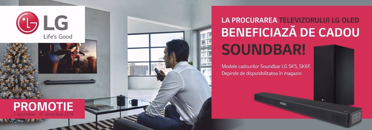 La procurarea televizorului LG ОLED beneficiază de cadou Soundbar LG!