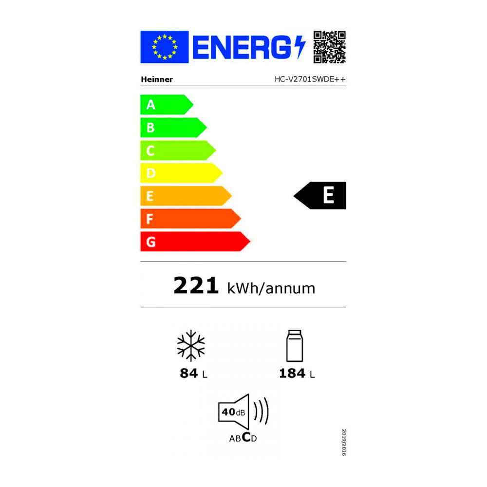 Frigider cu doua usi Heinner HCV2701SWDE++ / 268 l / 170 cm / E / Gri photo 3