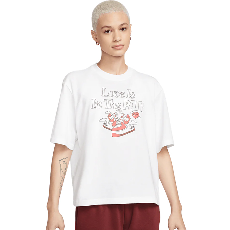 Tricou Nike W NSW TEE OC 1 BOXY VDAY L Alb Femei photo 5
