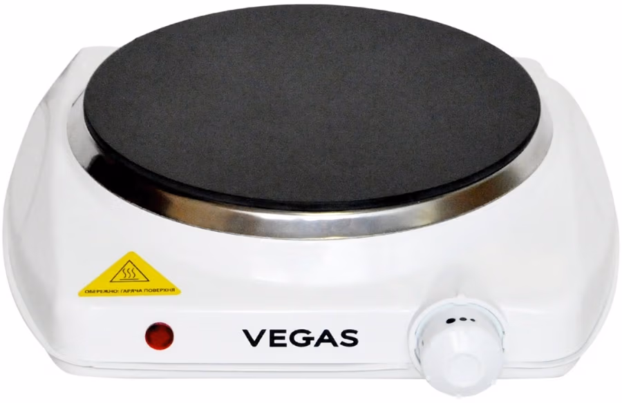 Plita de masa electrica Vegas VEC1100, 1 arzatoare, 1200 W, Alb 