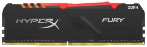 16GB DDR4-3733 Kingston HyperX® FURY DDR4 RGB, PC29800, CL19, 1.35V, Auto-overclocking, Asymmetric BLACK heat spreader, Dynamic RGB effects featuring HyperX Infrared Sync technology, Intel XMP Ready (Extreme Memory Profiles) thumbnav 1