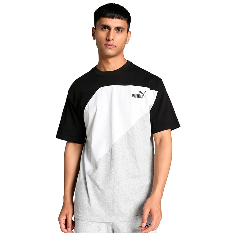 Tricou bărbătesc Puma POWER Colorblock Tee L Negru-alb photo 2