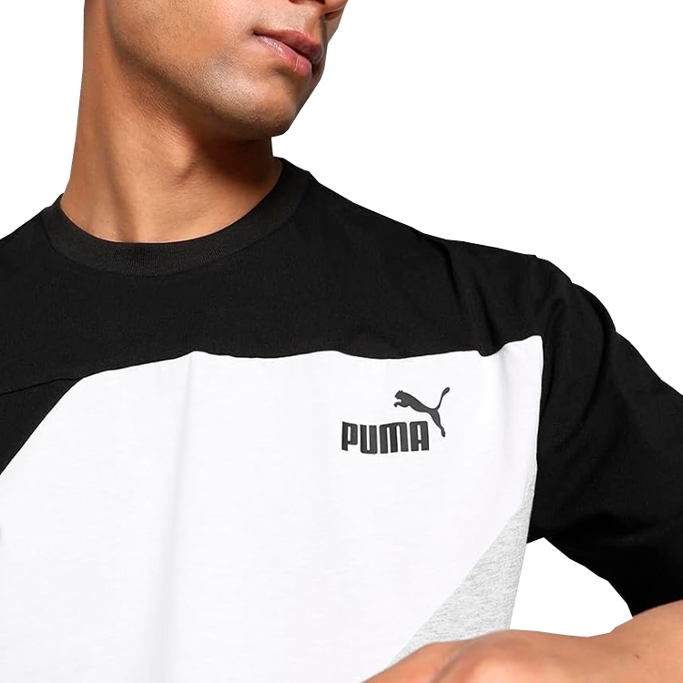 Tricou bărbătesc Puma POWER Colorblock Tee L Negru-alb photo 3