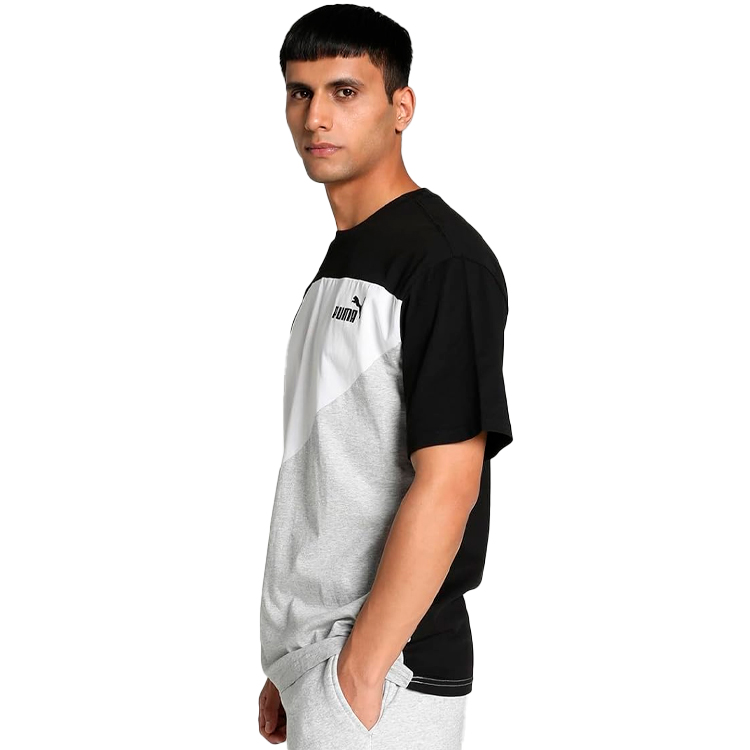 Tricou bărbătesc Puma POWER Colorblock Tee L Negru-alb photo 5