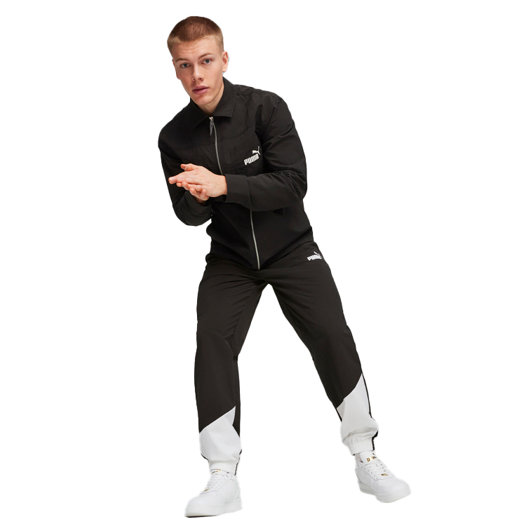 Pantaloni Puma POWER Colorblock Woven Pants XL Negru-alb Barbati photo 4