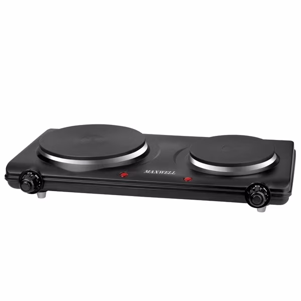 Plita de masa electrica Maxwell MW 1901, 2 arzatoare, 2250 W, Negru