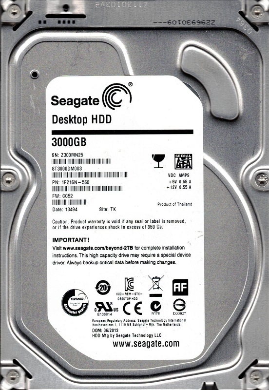 3.5" HDD 3.0TB Seagate ST3000DM003 BarraCuda™ Compute, 5400rpm, 64MB, SATAIII, FR photo 1