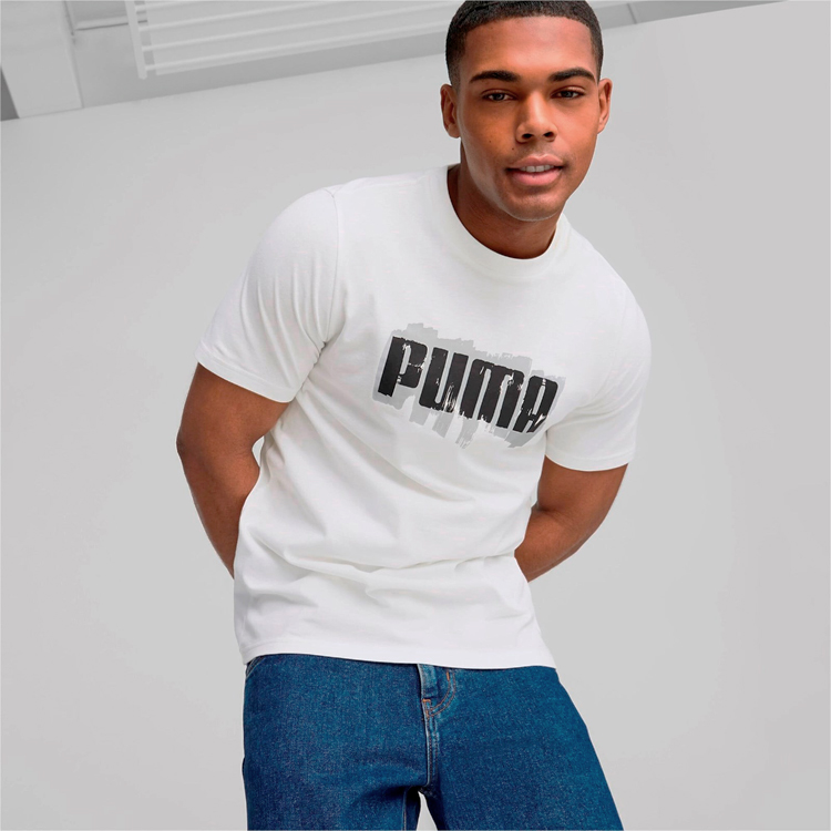 Tricou bărbătesc Puma GRAPHICS Wording Tee M Alb photo 3