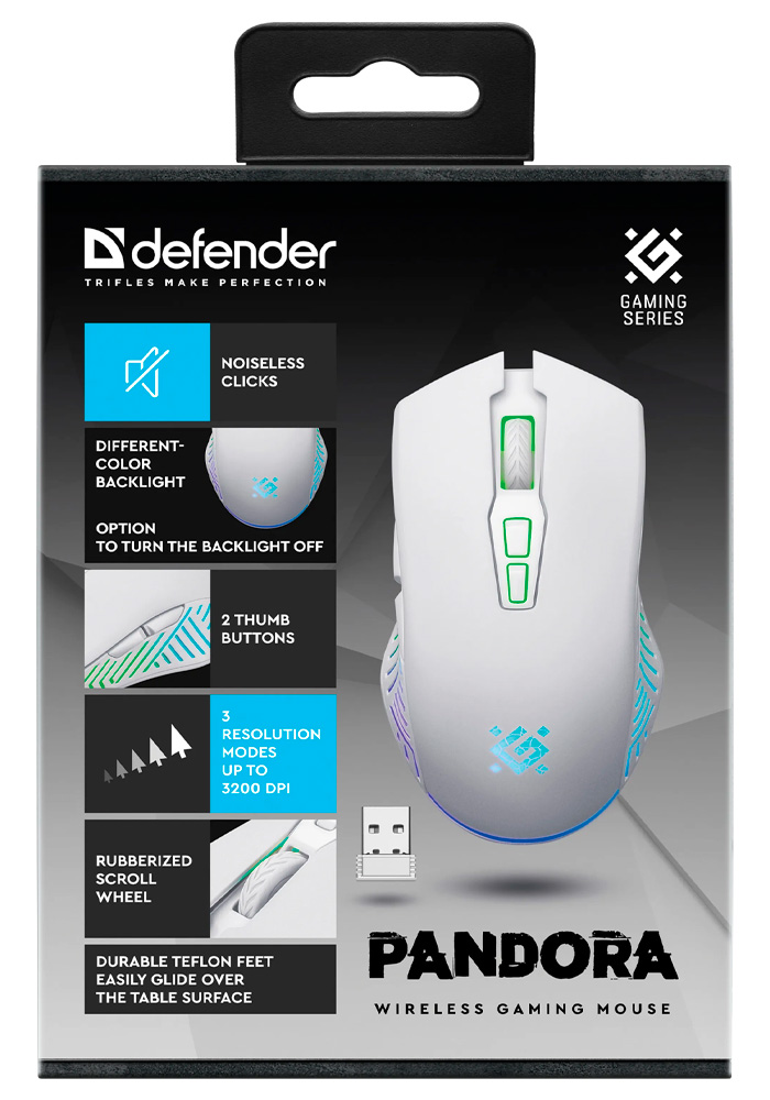 Mouse fara fir Defender Pandora GM 502 White 52502 Alb / Optic / Alb photo 4