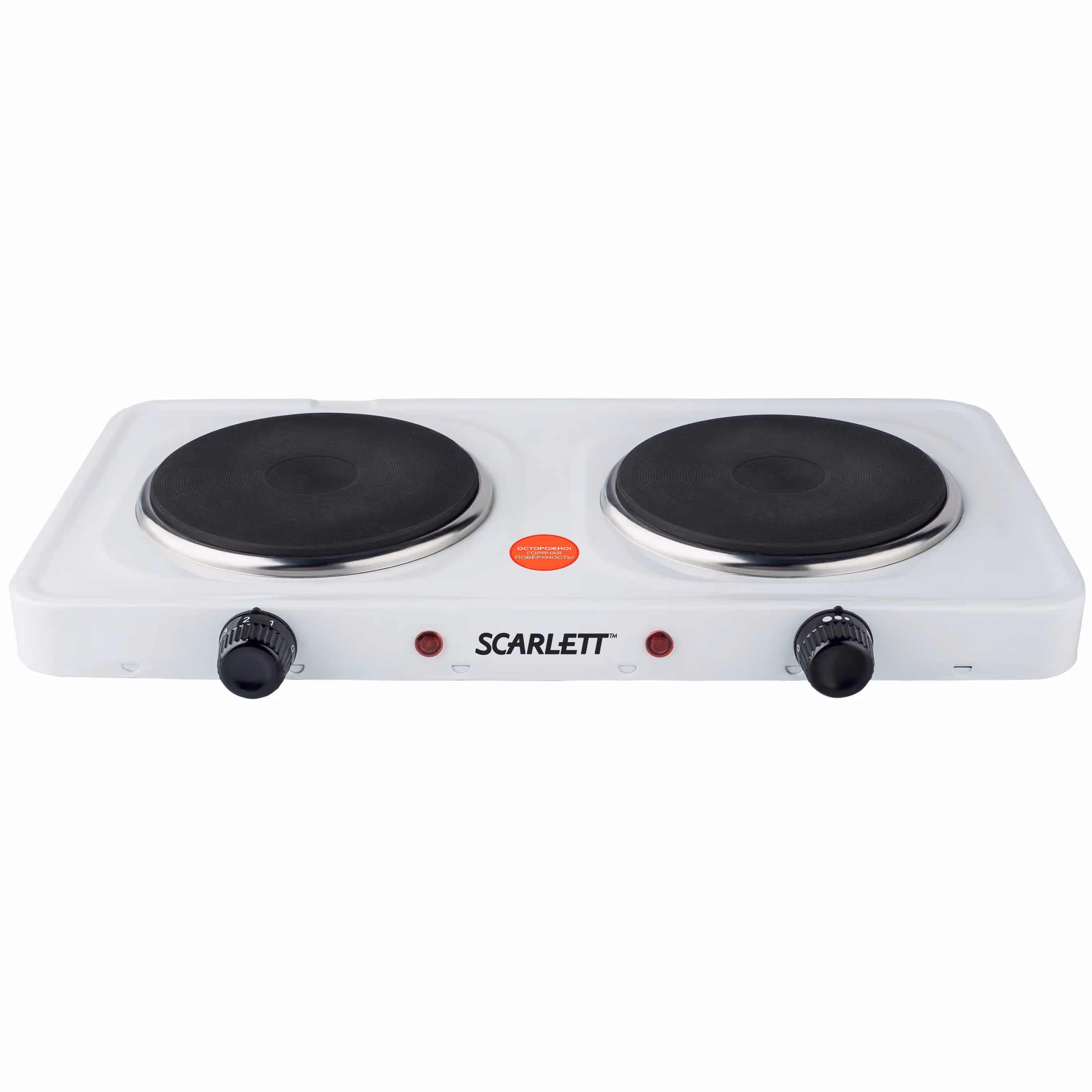 Plita de masa electrica Scarlett SCHP700S02, 2 arzatoare, 2000 W, Alb