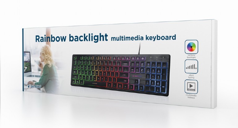 Gembird KB-UML-02 "Rainbow" Backlight Multimedia Keyboard, 104 pcs, US layout, black photo 4