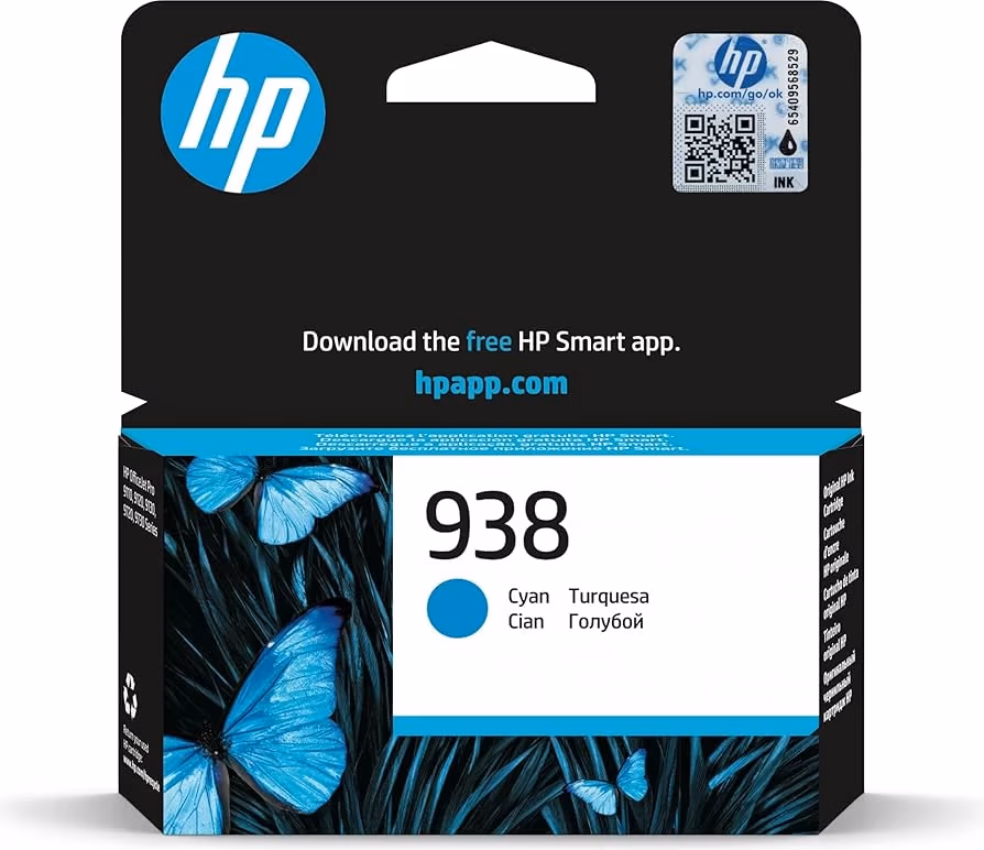 HP 938 (4S6X5PE) Cyan Original Ink Cartridge  for HP OfficeJet Pro 9125e, 9135e, 9720, 9730, HP OFFICEJET PRO 9120 ALL-IN-ONE SERIES, 800 p.