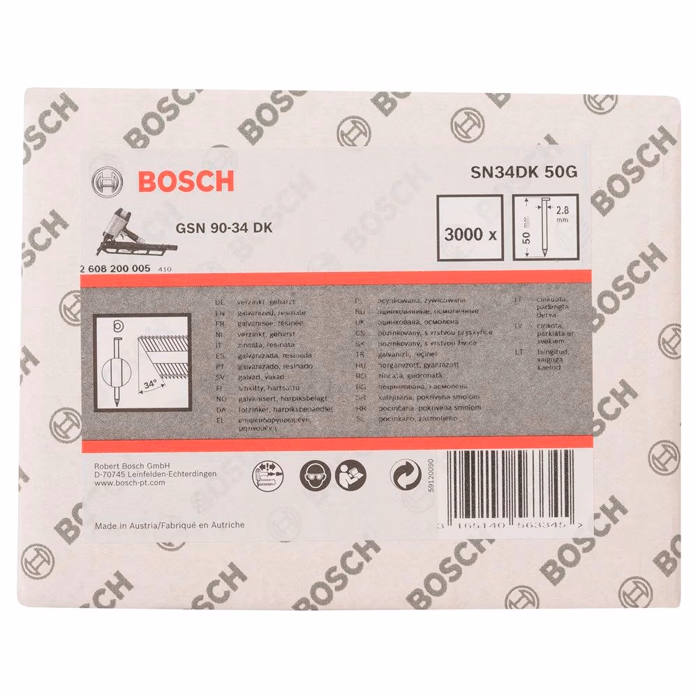 Set de cuie pentru pistol de insurubat Bosch 2608200005