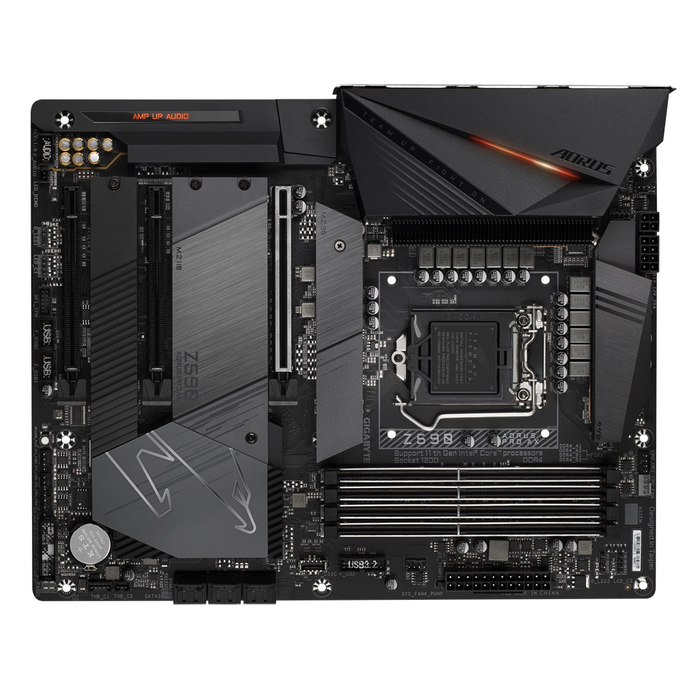 GIGABYTE Z590 AORUS PRO AX, Socket 1200, Intel® Z590 (11th/10th GenCPU), CPU graphics, 12+1 Phases, DP, Dual 4xDDR4-5400, 3xPCIe X16 4.0, 6xSATA3, RAID, 3xM.2 4.0, 2xPCIe X1, ALC4080, 2.5GbELAN, WiFi6,6xUSB3.2 Gen2(A+C), 6xUSB3.2, RGB Fusion 2.0, ATX photo 1