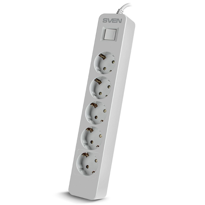 Surge Protector SVEN SF-05, 5 Sockets, 5.0m, White, color box photo 1