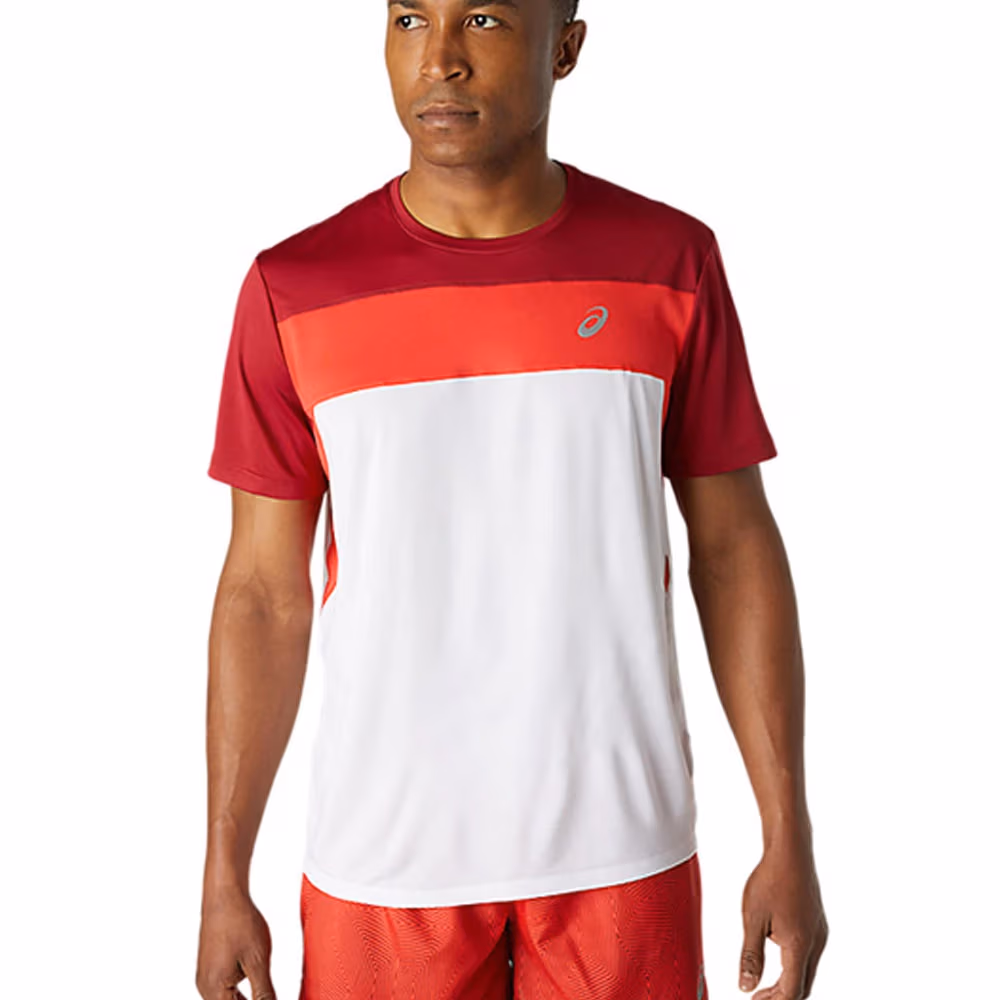 Футболка Asics RACE SS TOP BRILLIANT WHITE/BURGUNDY