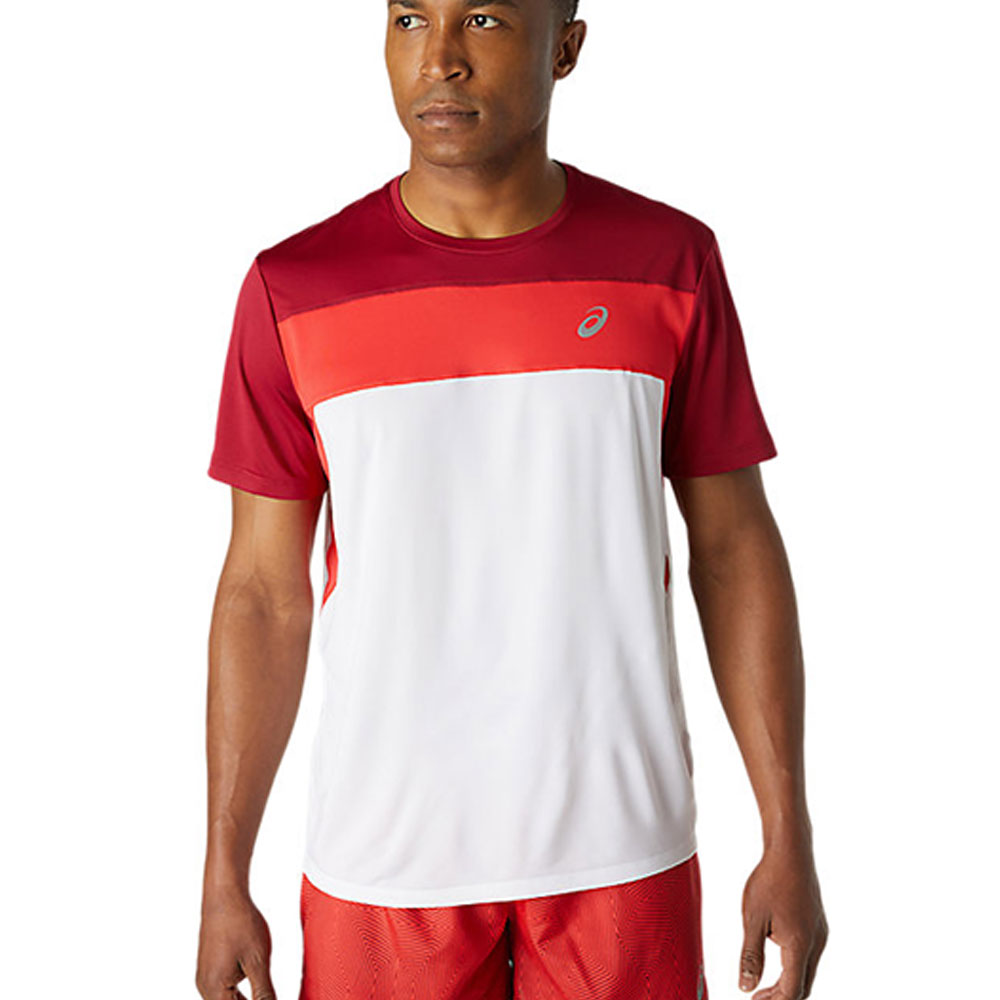Tricou bărbătesc Asics RACE SS TOP BRILLIANT WHITE/BURGUNDY 2XL Rosu photo 1