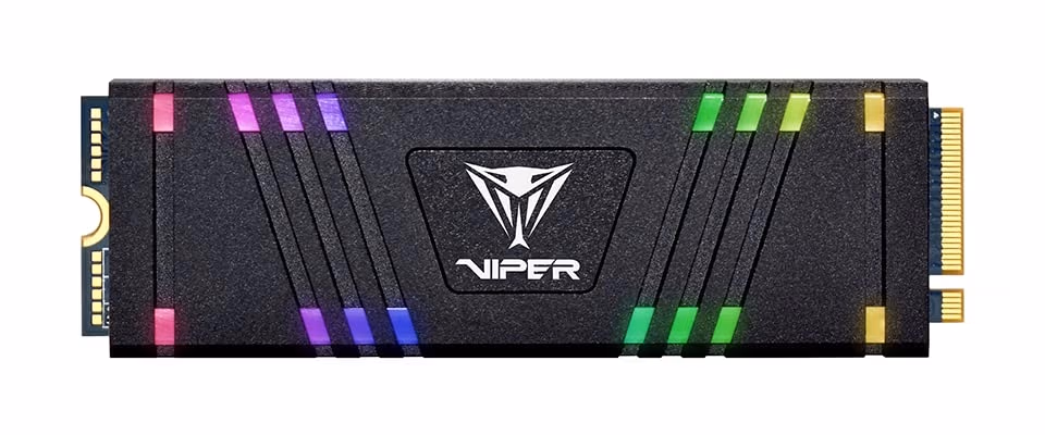 M.2 NVMe SSD 512GB VIPER (by Patriot) VPR400 RGB, w/Alum Heatshield, Interface: PCIe4.0 x4 / NVMe 1.3, M2 Type 2280 form factor, Seq Read 4600 MB/s, Write 3600 MB/s, Random Read 600K IOPS, Write 500K IOPS, Thermal Throttling, SLC-cache, Controller Innogri
