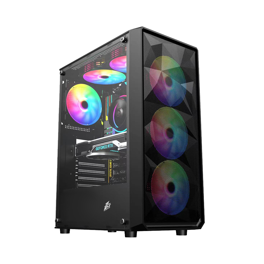 Carcasa Gaming 1STPLAYER FD3 / w/oPSU / Side-Window / 6x120mm / ATX / Black photo 1