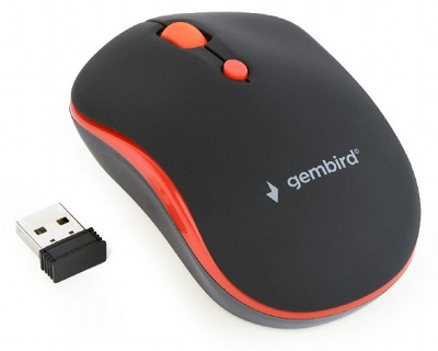 Gembird MUSW-4B-03-R, Wireless Optical Mouse, 2.4GHz, 4-button, 800/1200/1600dpi, Nano Reciver, USB, Black/Red photo 1
