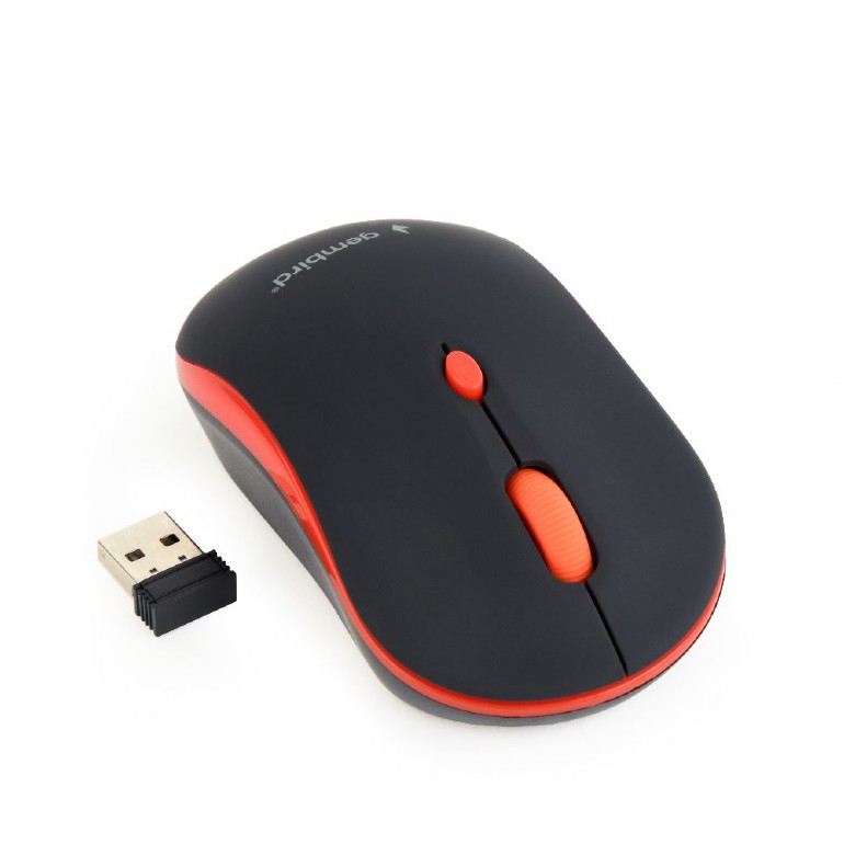 Gembird MUSW-4B-03-R, Wireless Optical Mouse, 2.4GHz, 4-button, 800/1200/1600dpi, Nano Reciver, USB, Black/Red photo 2
