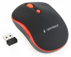 Gembird MUSW-4B-03-R, Wireless Optical Mouse, 2.4GHz, 4-button, 800/1200/1600dpi, Nano Reciver, USB, Black/Red thumbnav 1