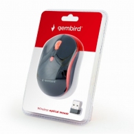 Gembird MUSW-4B-03-R, Wireless Optical Mouse, 2.4GHz, 4-button, 800/1200/1600dpi, Nano Reciver, USB, Black/Red thumbnav 3