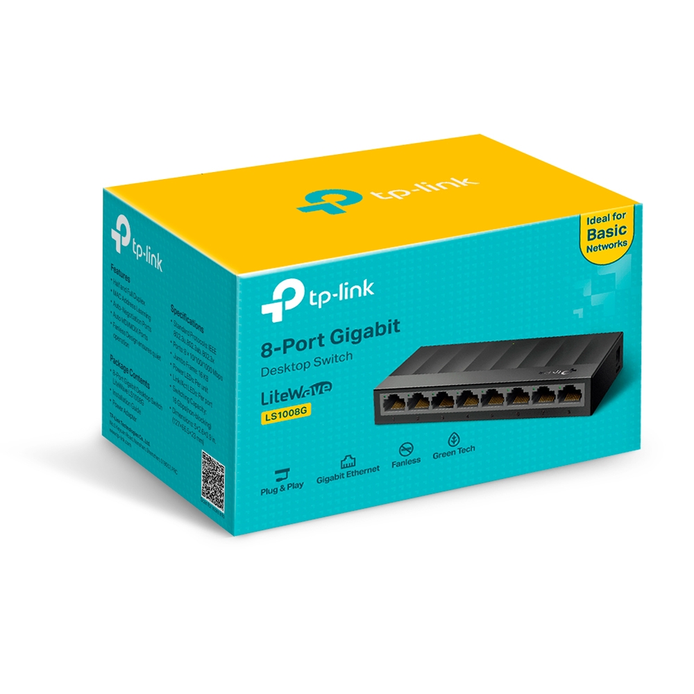 Switch TP-LINK LS108G / 8 port / Gigabit / RJ45 / plastic case, LiteWave, Green Technology photo 3