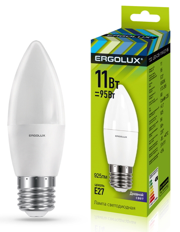 Bec LED Ergolux LED-C35-11W-E27-6K photo 1