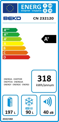 Frigider cu doua usi Beko CN232120S / 321 l / 185.2 cm / A+ / Gri photo 3