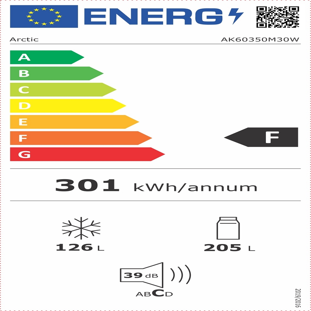 Frigider cu doua usi Arctic AK60350M30W / 331 l / 200.9 cm / F / Alb photo 5
