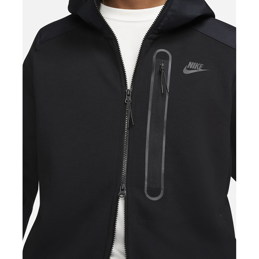 Hanorac pt bărbați Nike M NK TCH FLC OVERLAY FZ S Negru photo 3