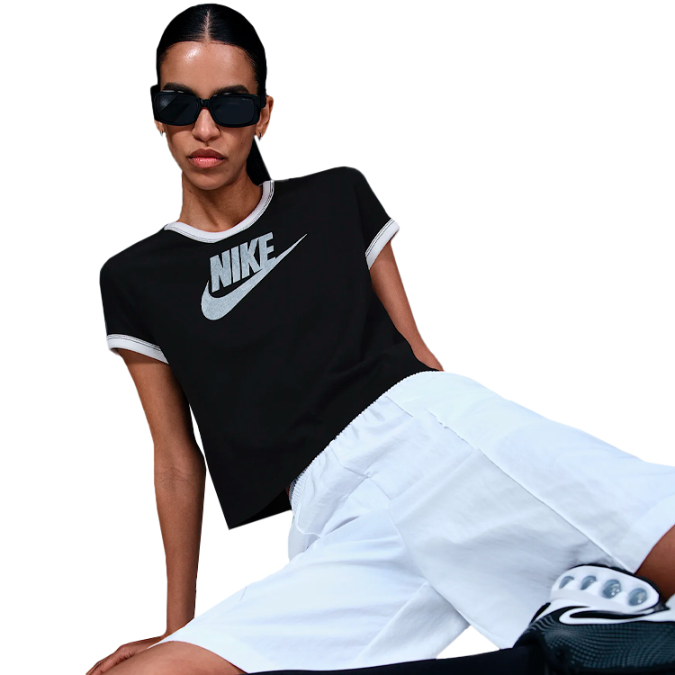 Tricou Nike W NSW SS RINGER TEE VNTG RUN XL Negru Femei photo 4