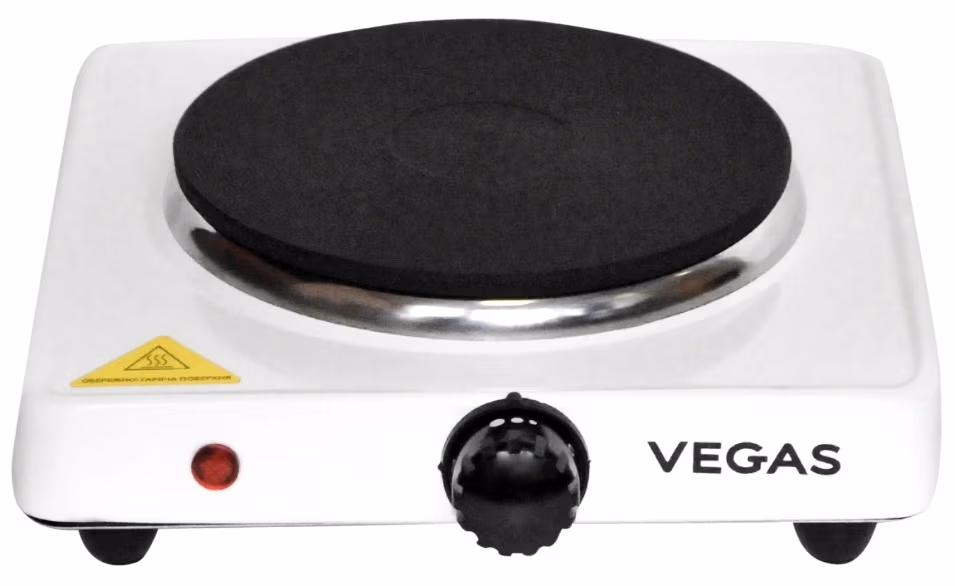 Plita de masa electrica Vegas VEP0010, 1 arzatoare, 1000 W, Alb 