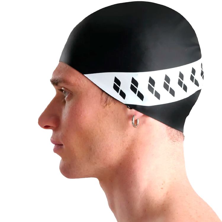 Casca de inot silicon Arena ICONS TEAM STRIPE CAP 001463-111 Negru-alb photo 2
