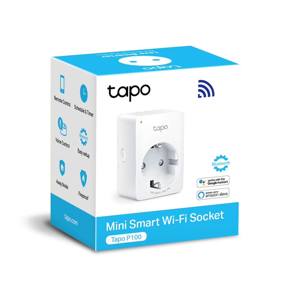 Socket  TP-LINK Tapo P100 (1Pack), 220–240V, 2300Wt, 10A, Smart Mini Plug, Wifi, Remote Access, Scheduling, Away Mode, Voice Control (The Google Assistant, Amazon Alexa) photo 2