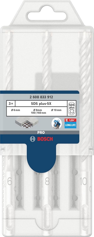 Pachete de burghie SDS-plus Bosch SDS-Plus 5X, 2608833912 photo 2