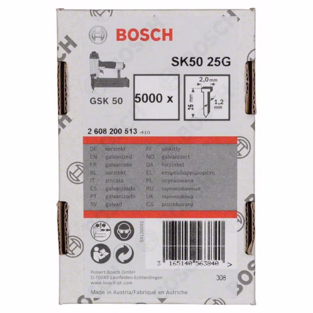 Set de stifturi cu cap ascuns Bosch 5000- 1.2x25 mm, 2608200513