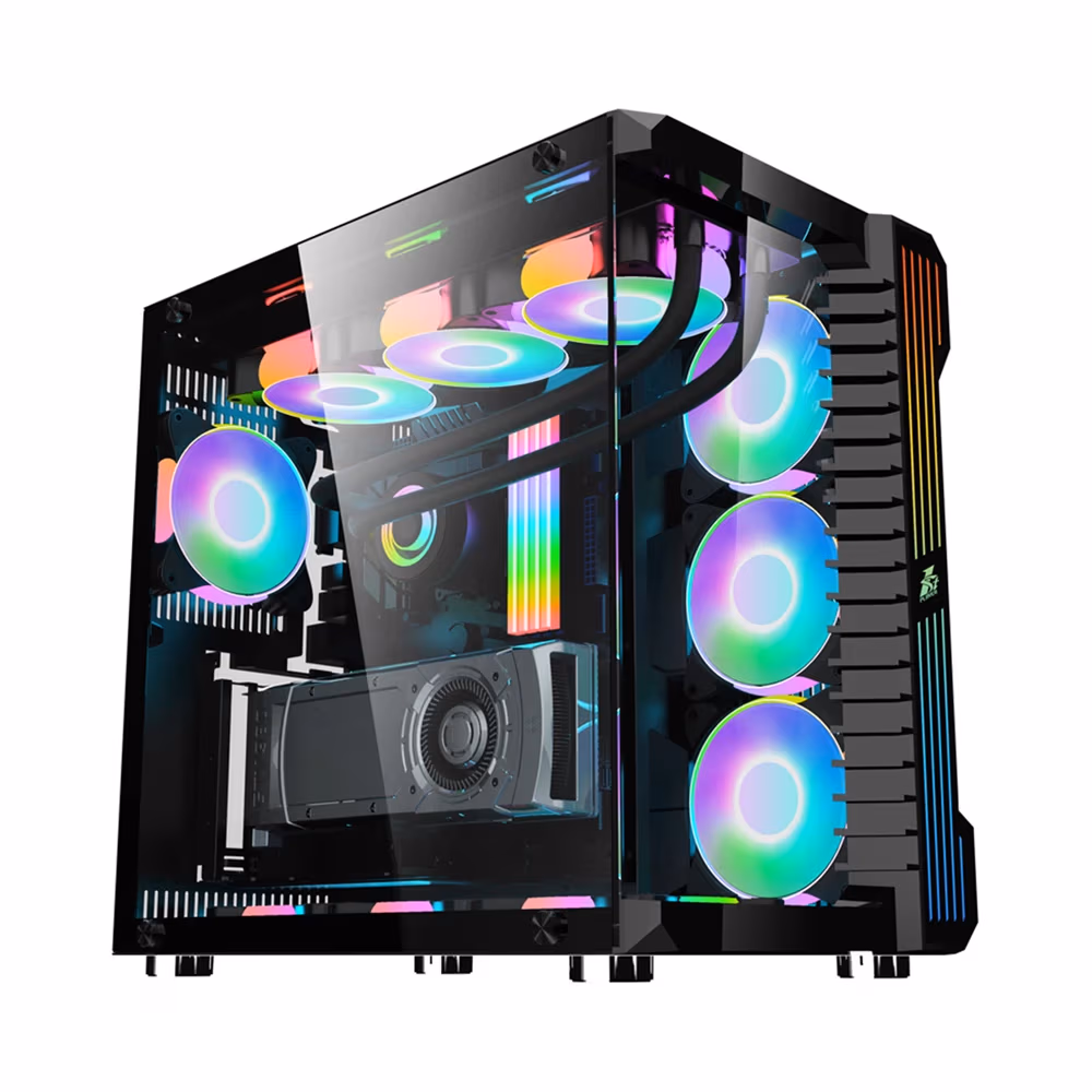 Игровой корпус 1STPLAYER SP9 / no PSU / Side-Window / 7x120mm / ATX / Black 