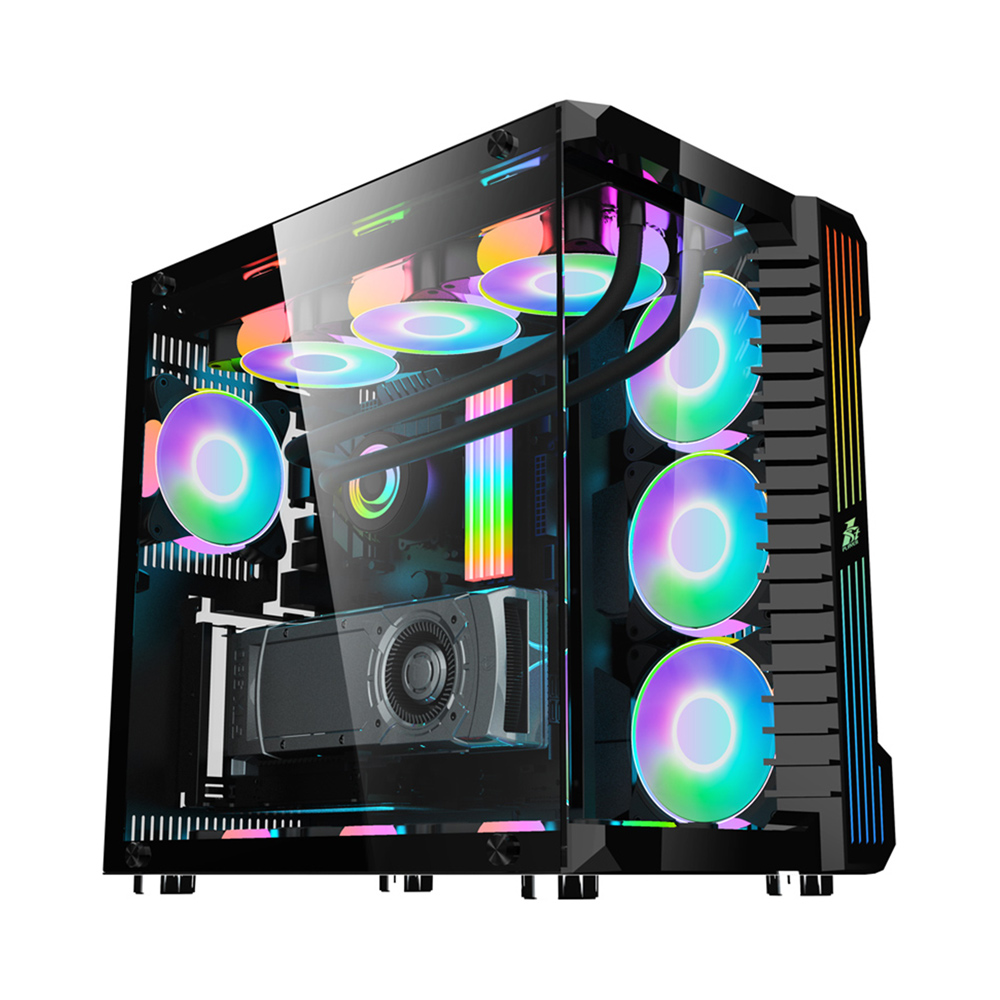 Игровой корпус 1STPLAYER SP9 / no PSU / Side-Window / 7x120mm / ATX / Black photo 1