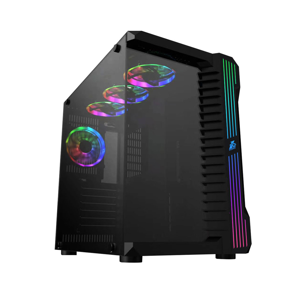 Игровой корпус 1STPLAYER SP9 / no PSU / Side-Window / 7x120mm / ATX / Black photo 2