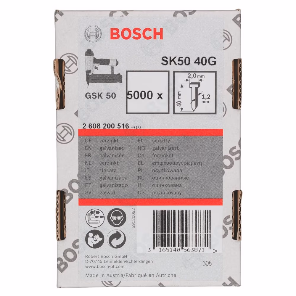 Set de stifturi cu cap ascuns Bosch 5000- 1.2x40 mm, 2608200516