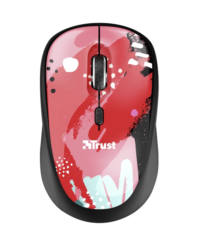 Trust Yvi Wireless Mouse - Red Brush, 8m 2.4GHz, Micro receiver, 800-1600 dpi, 4 button, Rubber sides for comfort and grip, USB photo 1