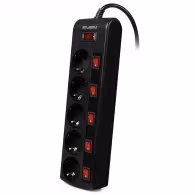 Surge Protector SVEN SF-05PL, 5 Sockets, 3.0m, individual switches, Black