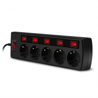 Surge Protector SVEN SF-05PL, 5 Sockets, 3.0m, individual switches, Black thumbnav 2