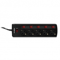 Surge Protector SVEN SF-05PL, 5 Sockets, 3.0m, individual switches, Black thumbnav 3