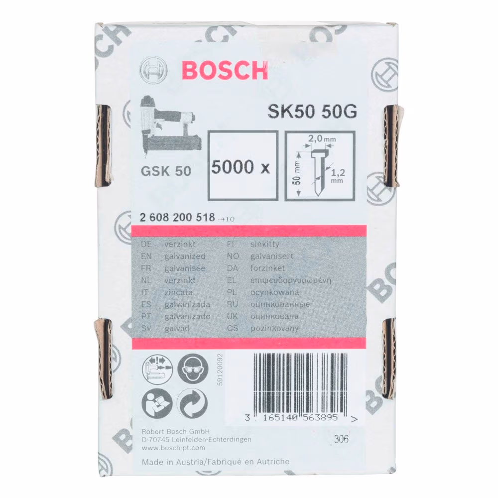 Set de stifturi cu cap ascuns Bosch 5000- 1.2x50 mm, 2608200518