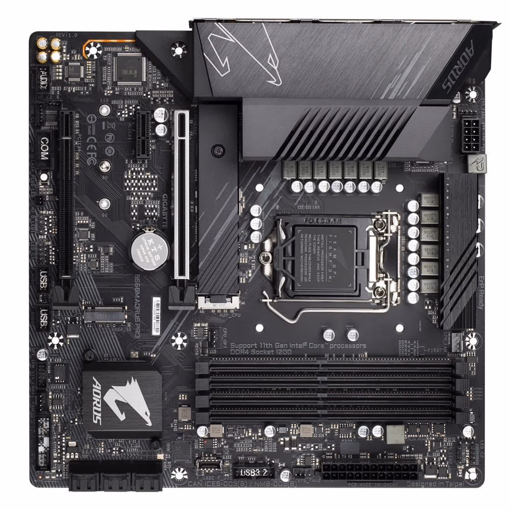 GIGABYTE B560M AORUS PRO, Socket 1200, Intel® B560 (11/10th Gen CPU), 12+1Phases, Dual 4xDDR4-5333, CPU Intel graphics, HDMI, DP, 2xPCIe X16 4.0, 6xSATA3, 2xM.2 4.0, 1xPCIe X1, ALC1200, 2.5GbE LAN, 2xUSB3.2 Gen2 A+C, 4xUSB3.2, RGB Fusion, mATX