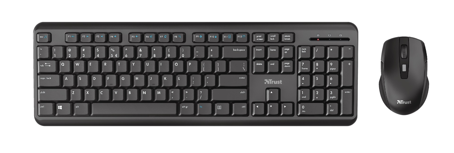 Trust ODY Wireless Silent Keyboard and Mouse Set, Silent keys and mouse buttons, Spill-resistant, RU, Black photo 1