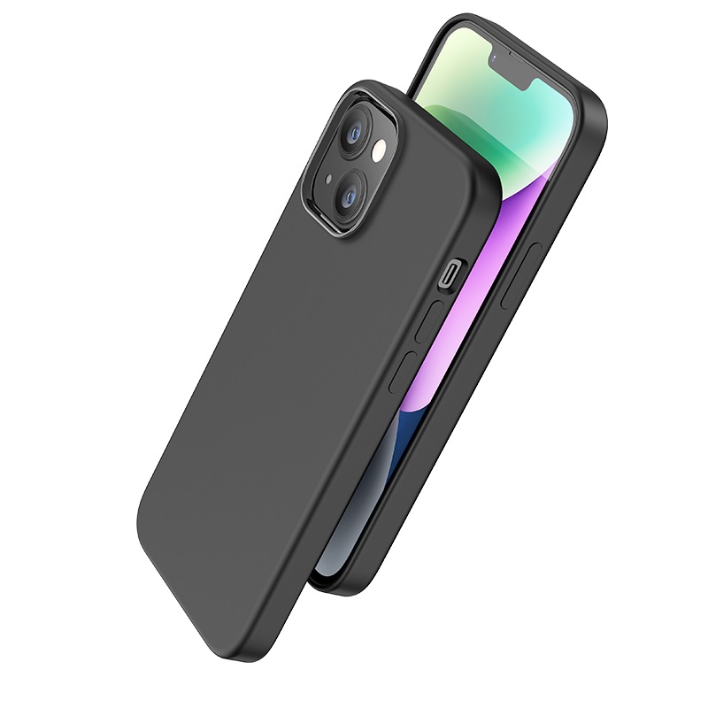 Case  HOCO Pure series for Apple iPhone 14 Plus / 14 Max, Black, Liquid silicone material, Skin-friendly feel, Outdoor-grade shock-proof, Anti-drop, Anti-fingerprint photo 1